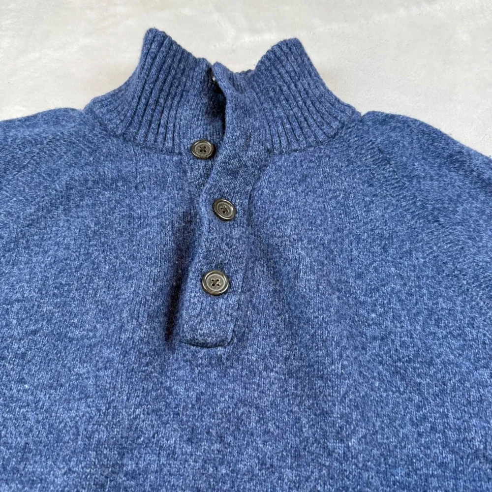 Banana Republic XL Merino Wool Blend Quarter Button‎ Mock Neck Sweater Men's